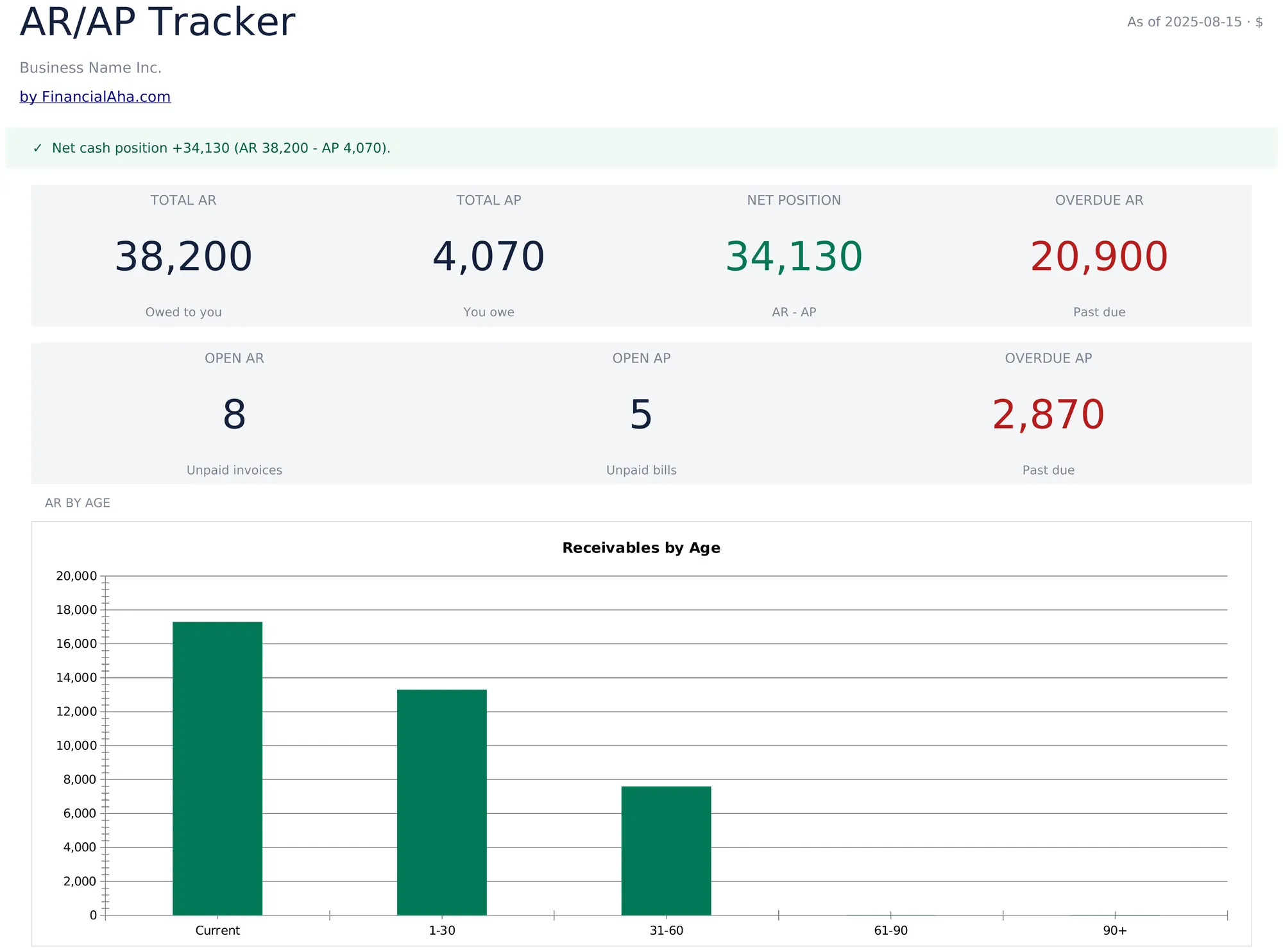 Accounts Receivable and Payable Template Preview