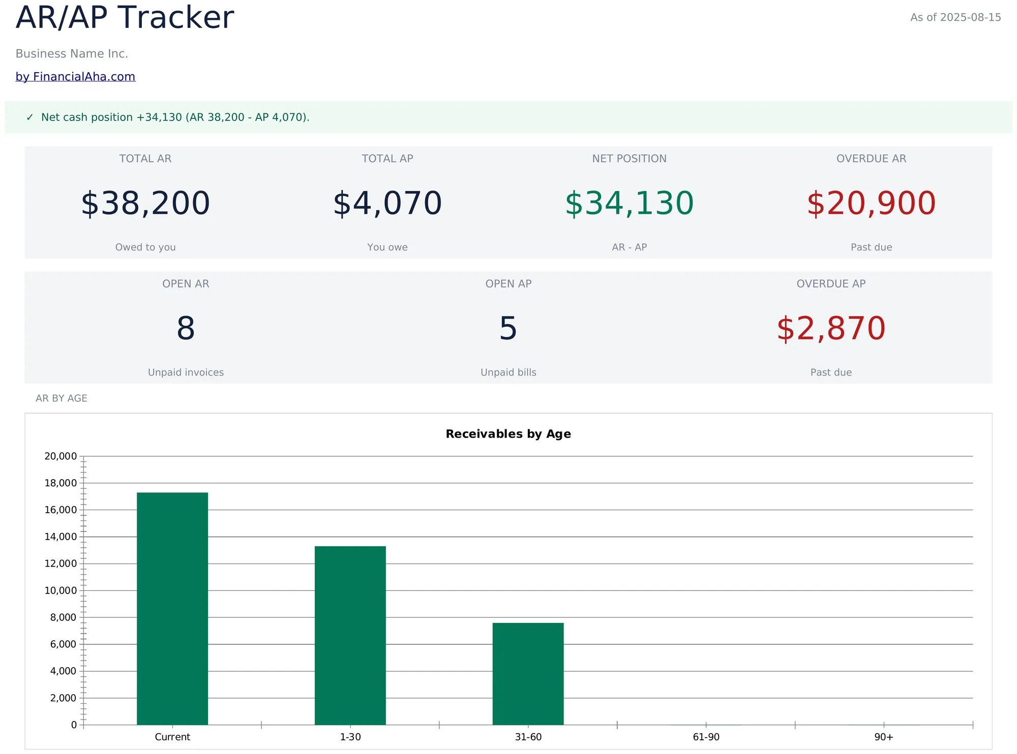 Accounts Receivable and Payable Template Preview