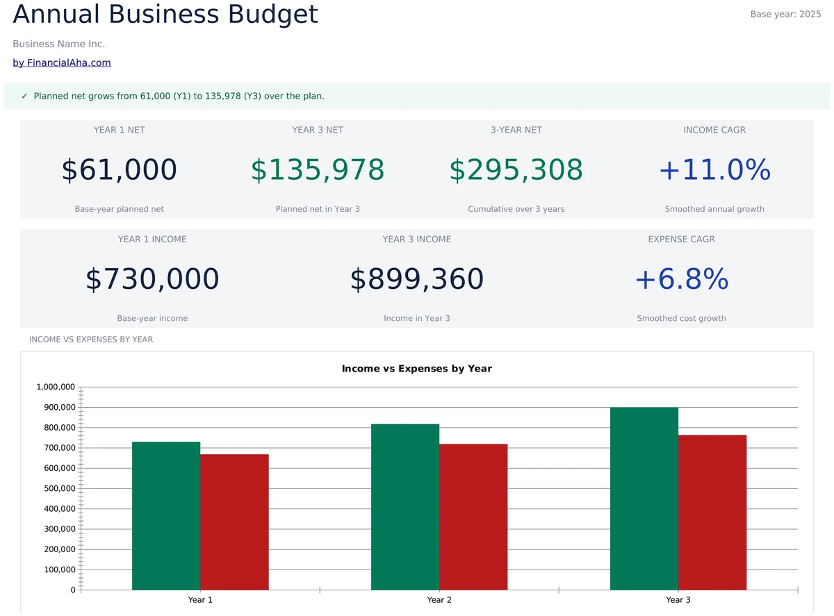 Annual Business Budget Dashboard