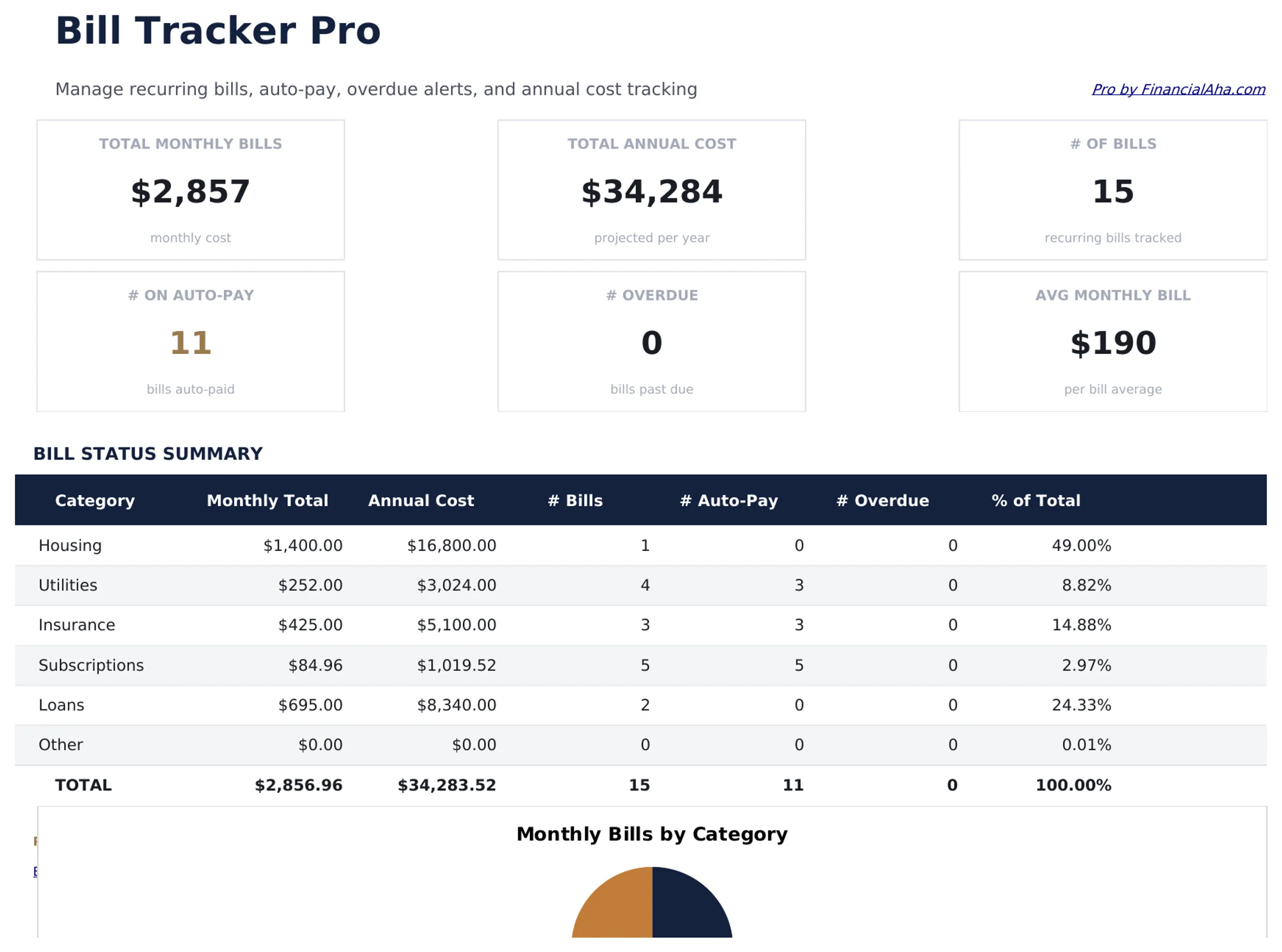 Bill Tracker Pro preview