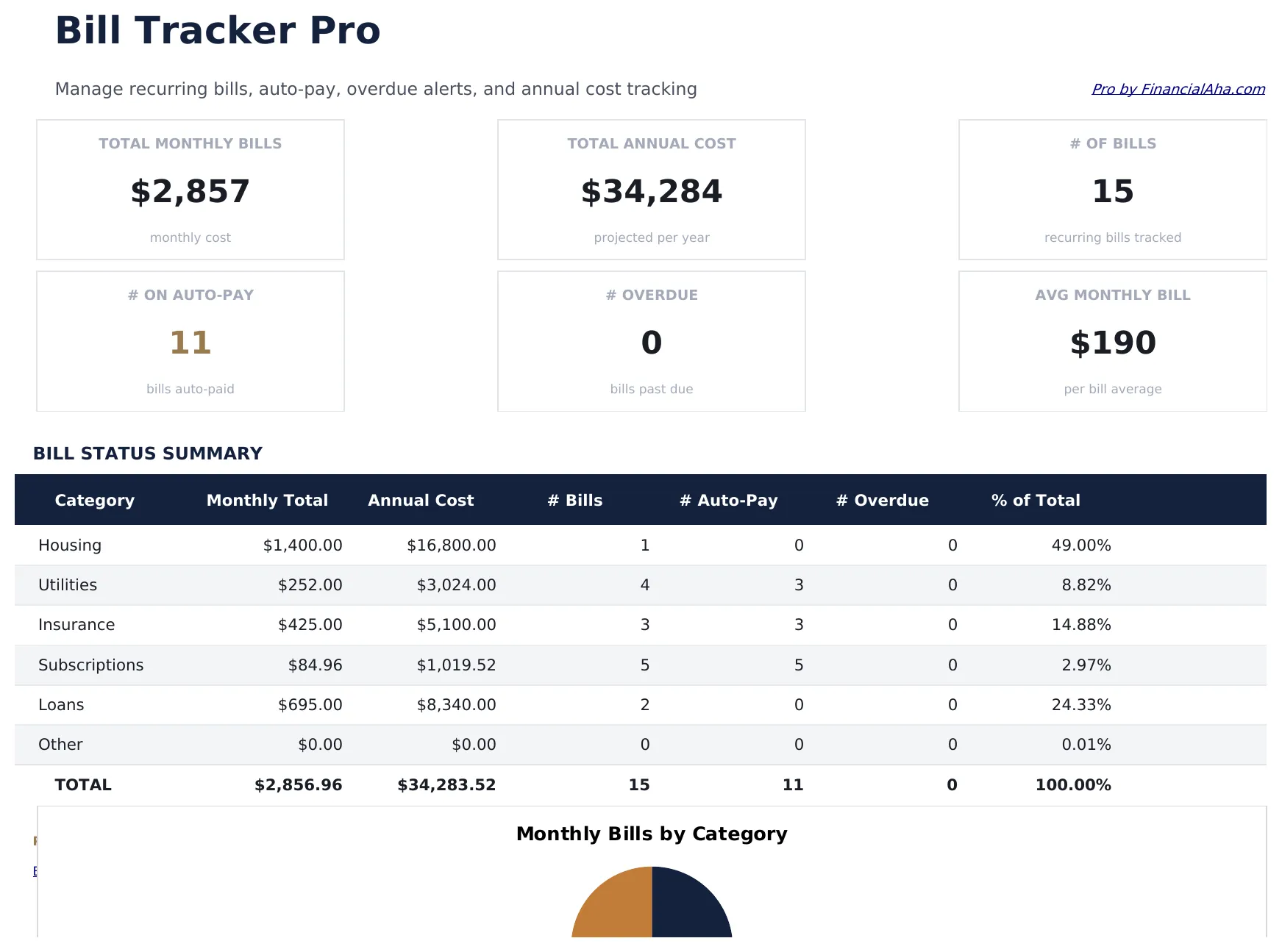 Bill Tracker Pro preview