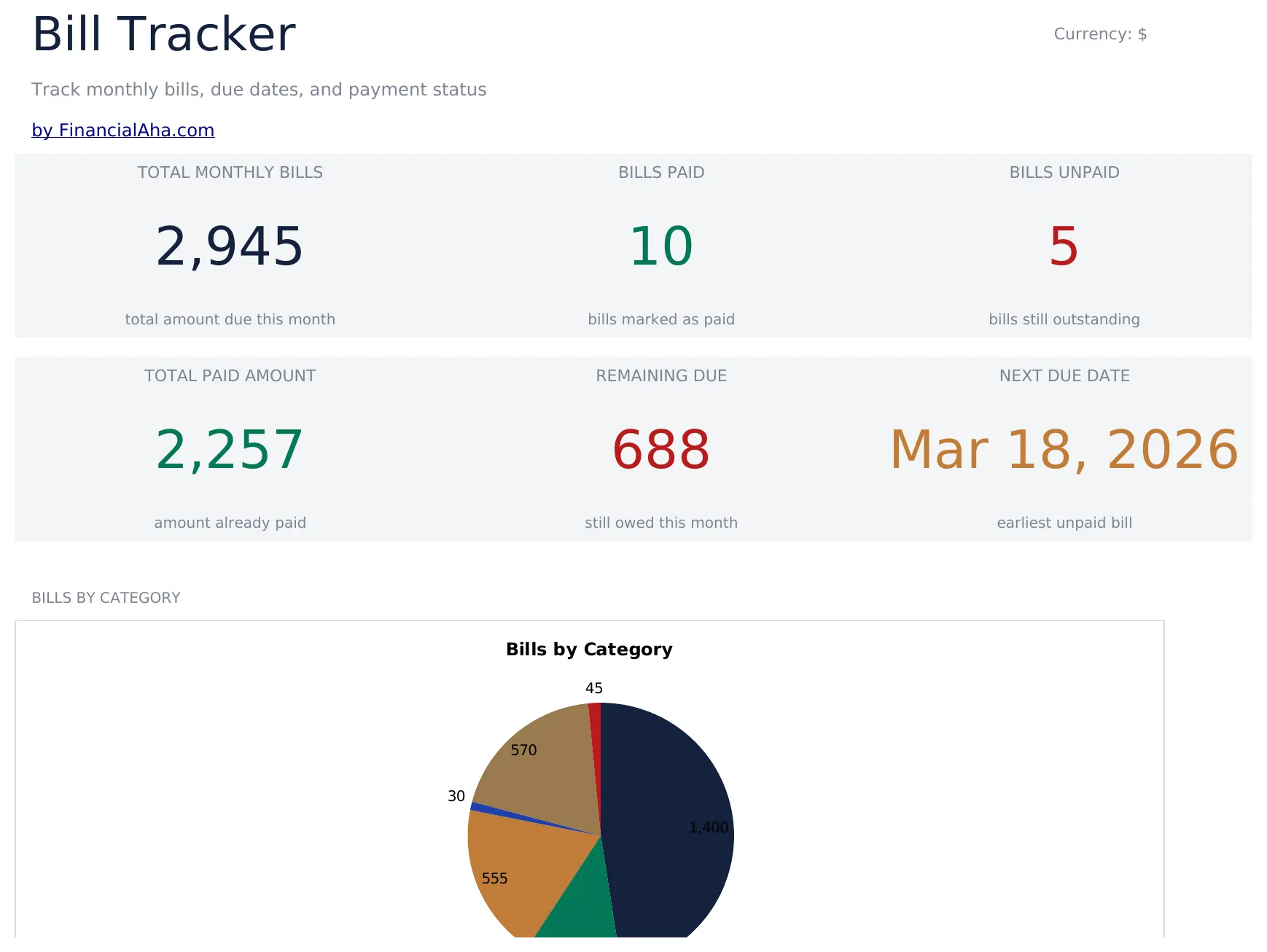 Bill Tracker preview