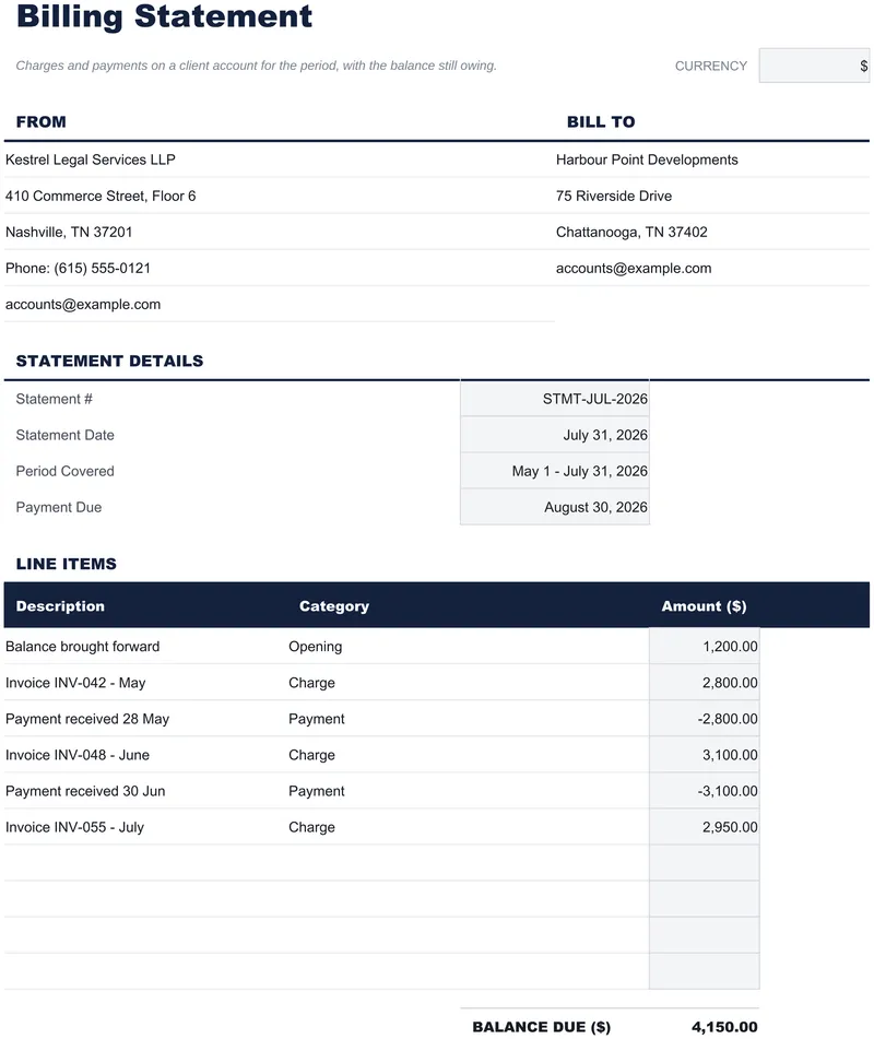 Billing Statement