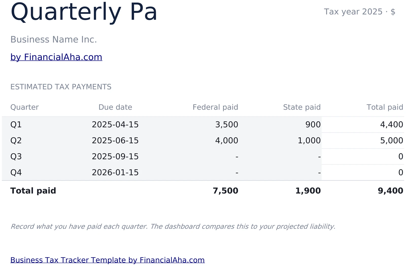 Quarterly Estimated Payments
