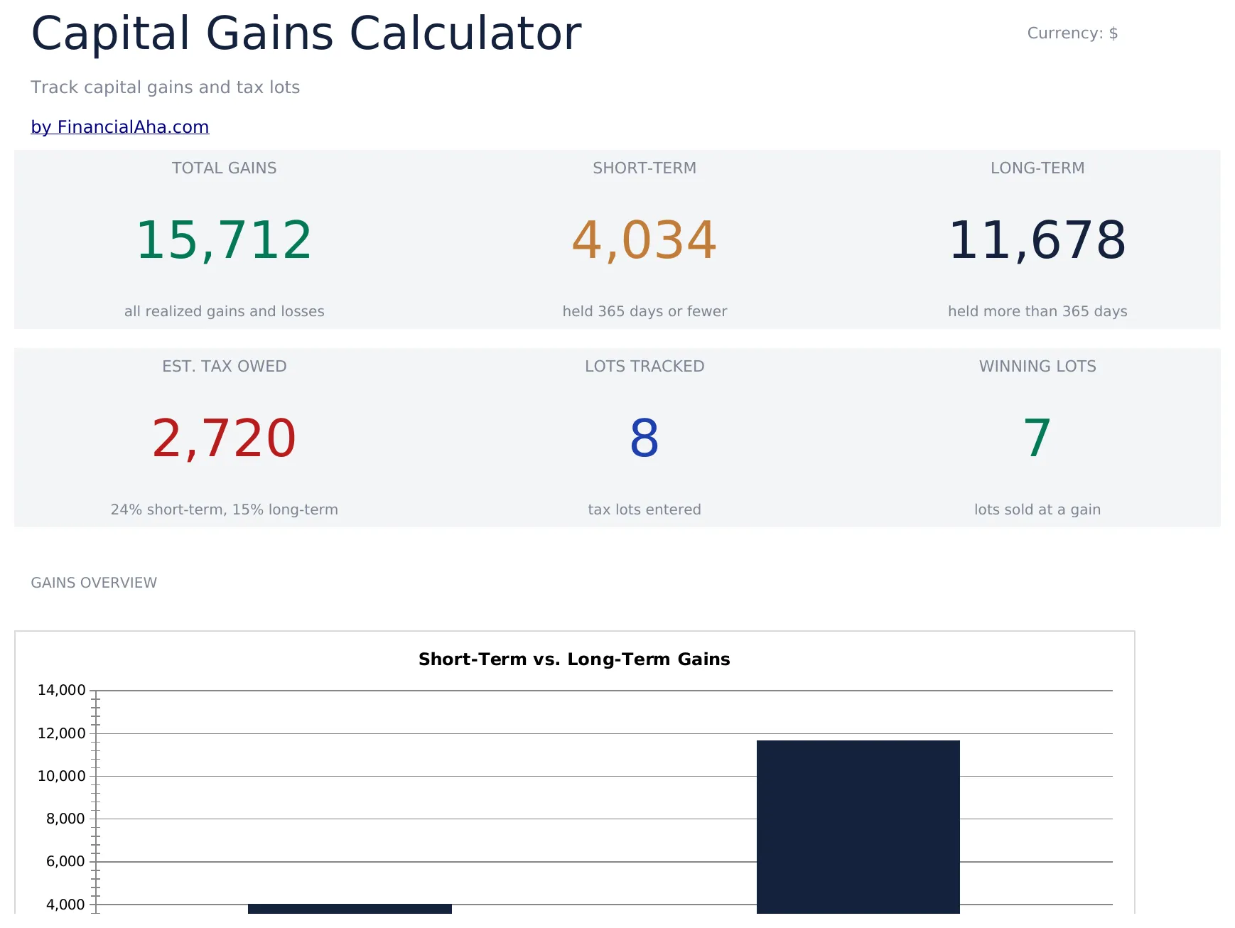 Capital Gains Calculator preview
