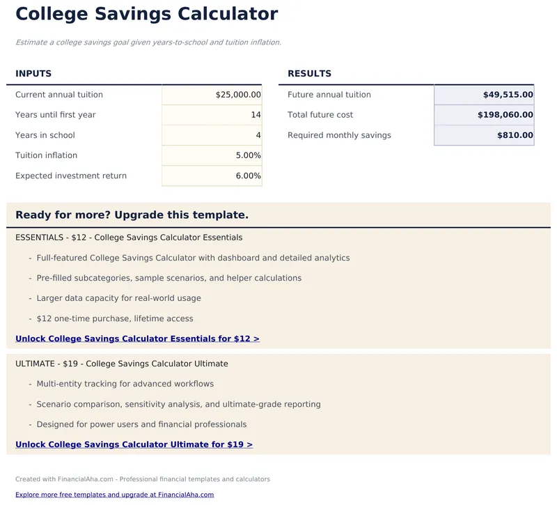 大学储蓄计算器