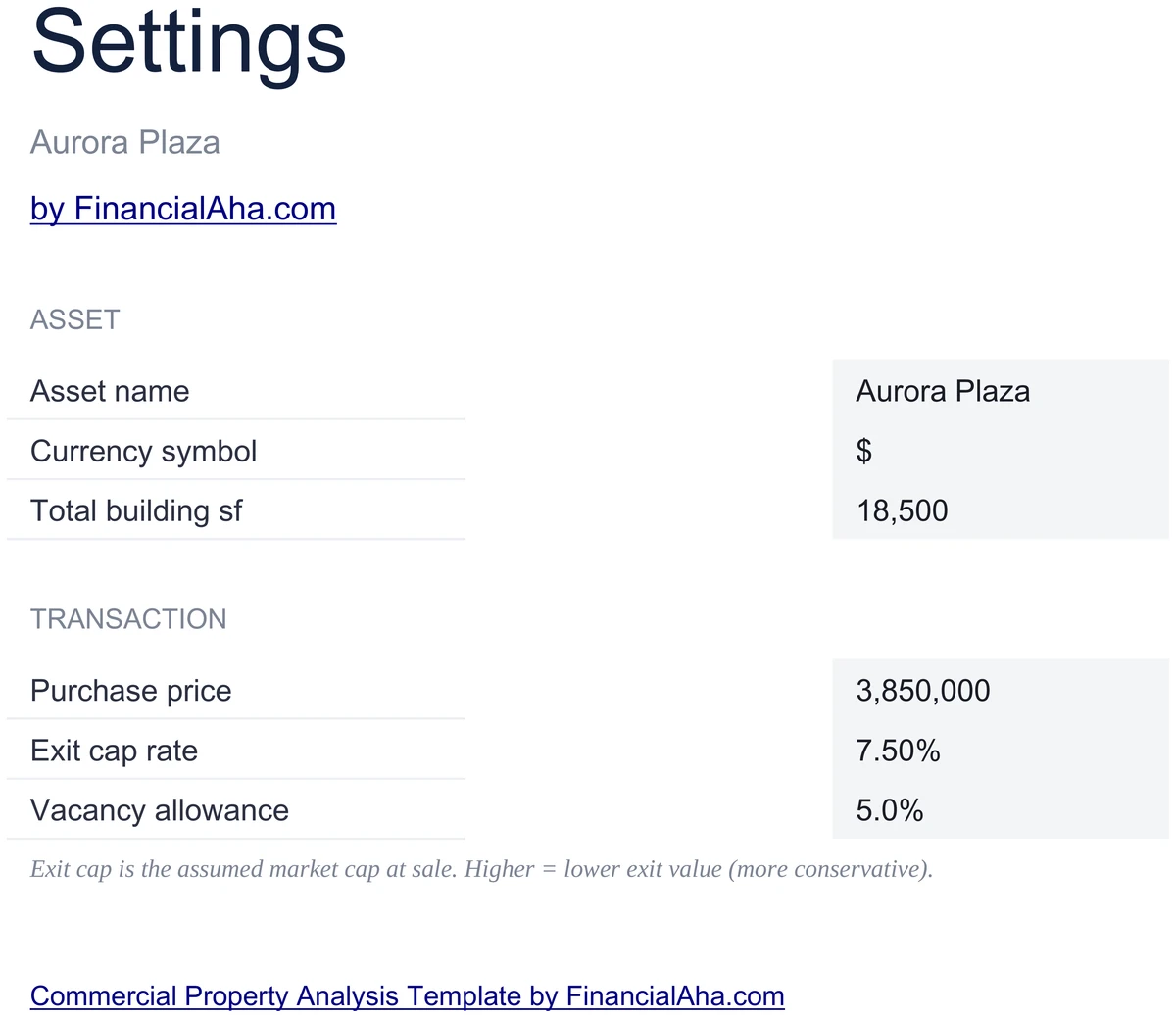 Commercial Property Settings