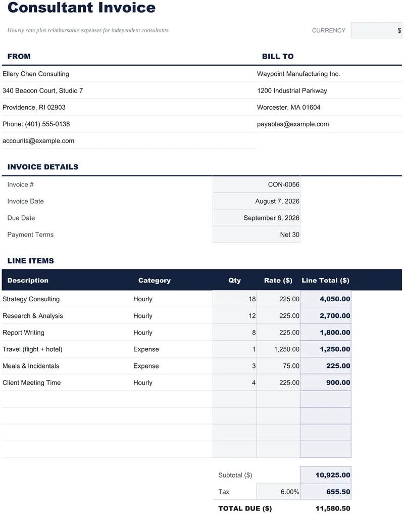 Consultant Invoice