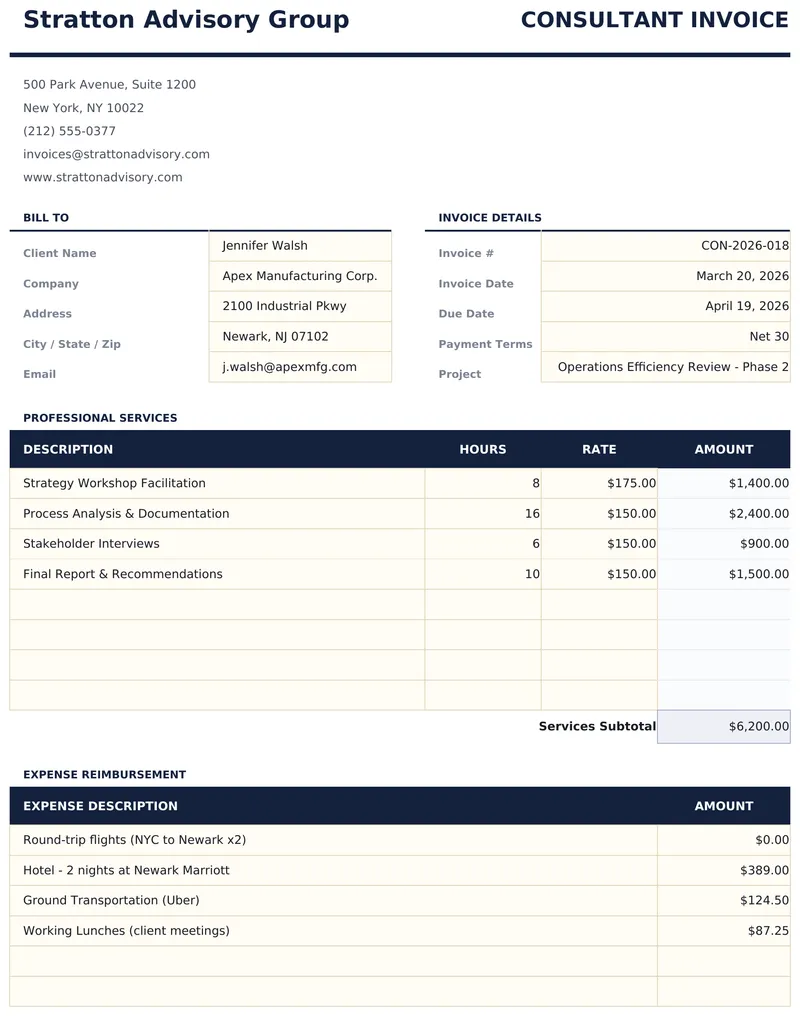 Consultant Invoice preview