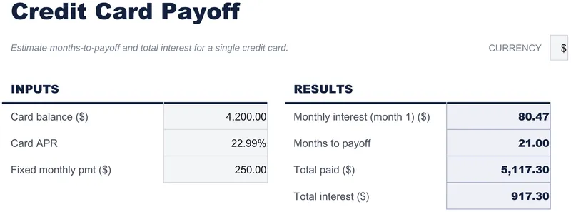 Credit Card Payoff