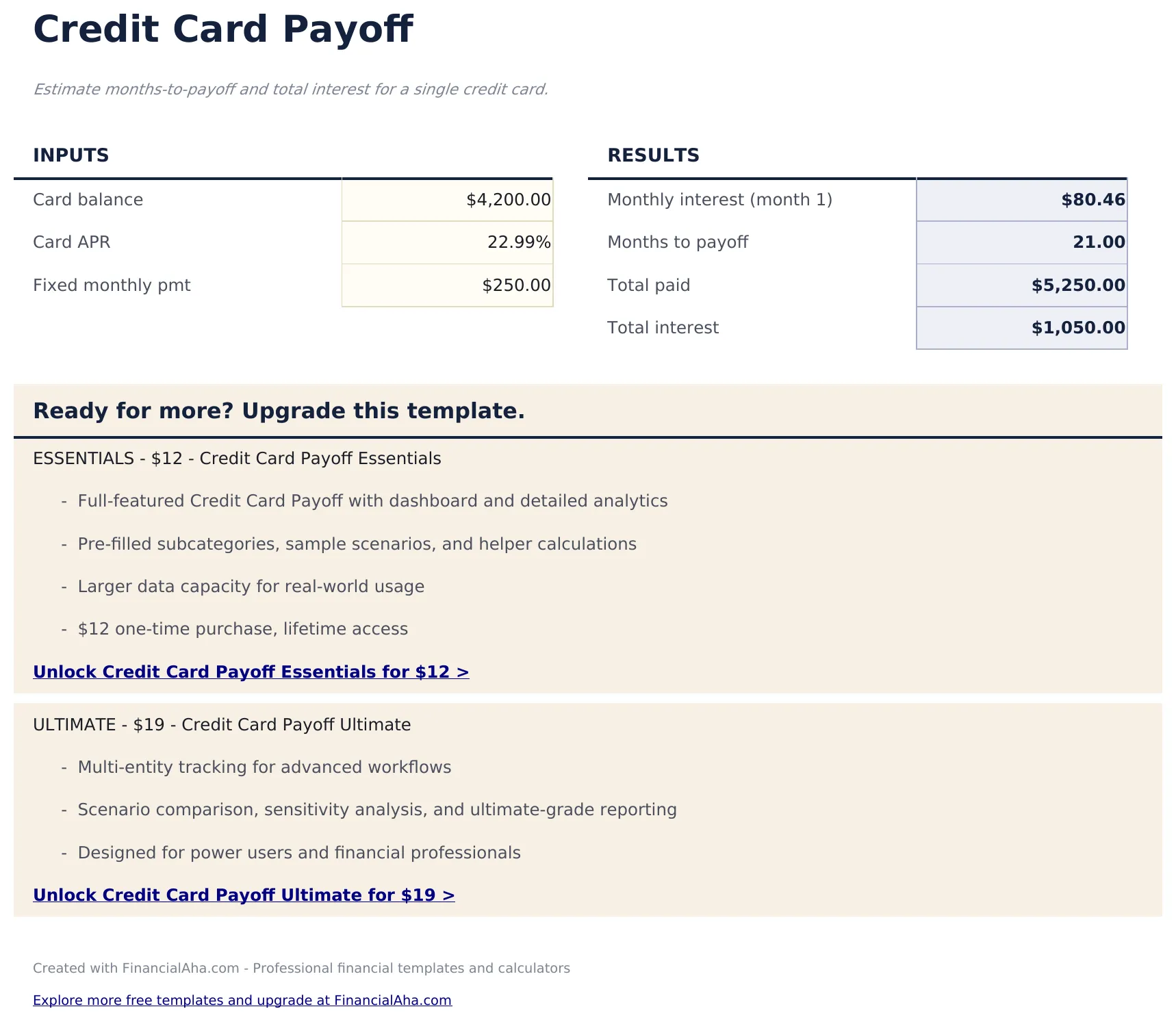 Credit Card Payoff preview