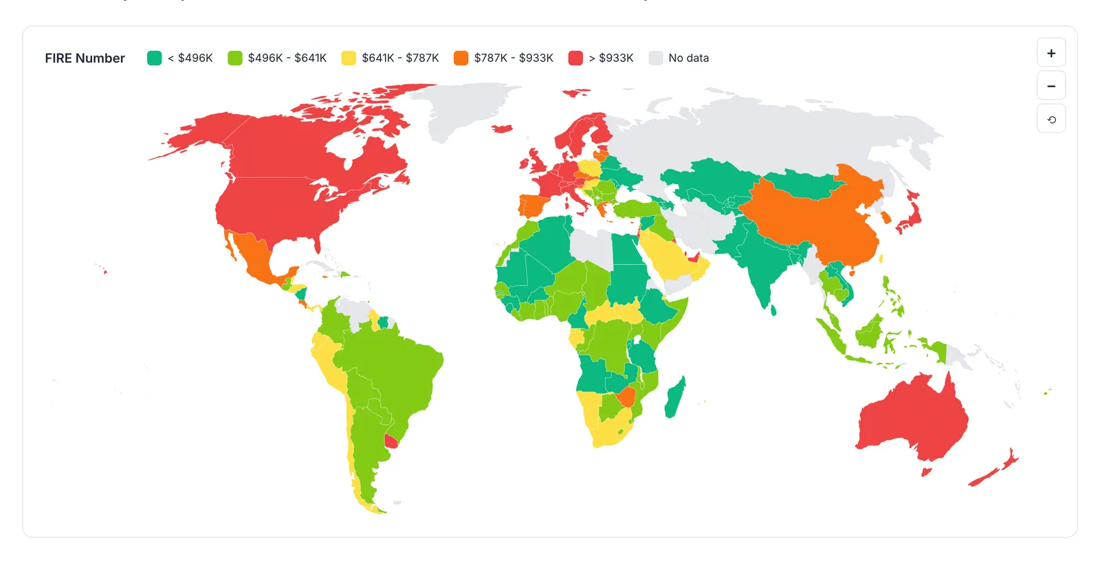 Interactive data visualizations showing FIRE numbers by location and generational wealth trends