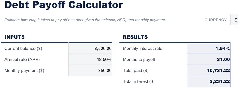Debt Payoff Calculator