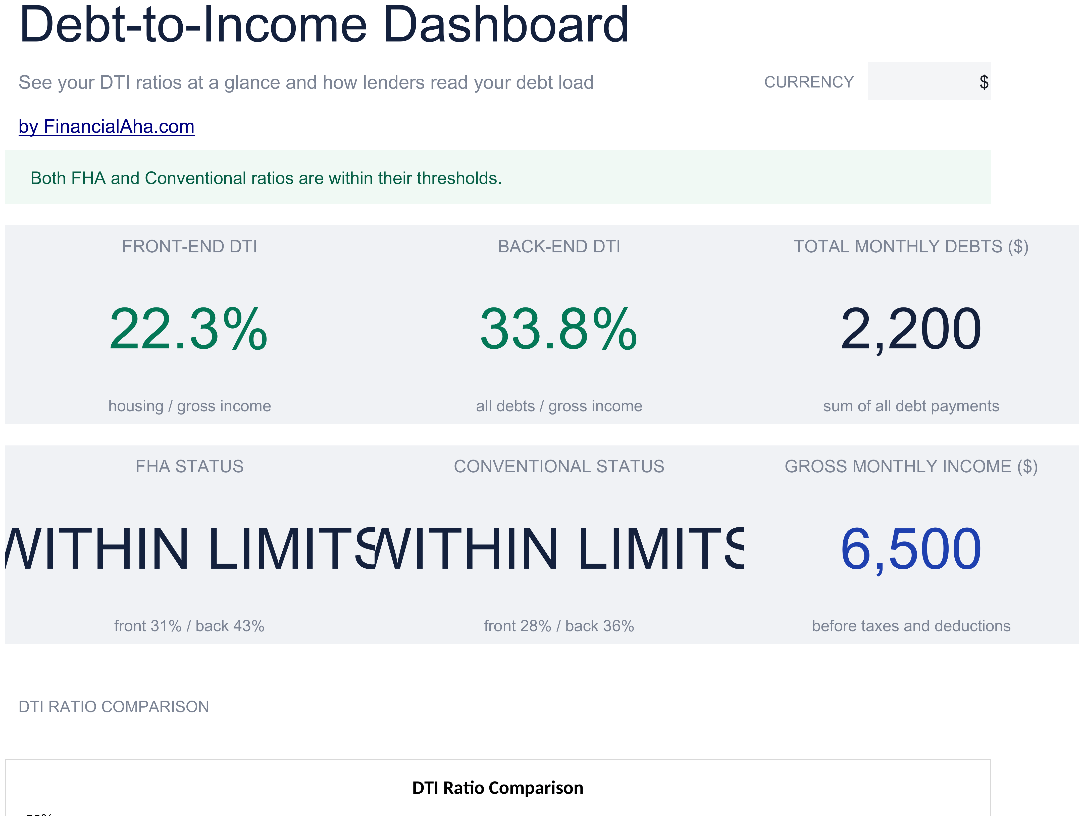 Essentials Debt-to-Income Calculator spreadsheet template preview