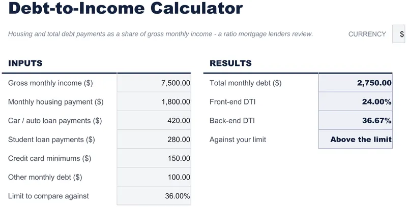 Debt-to-Income Calculator
