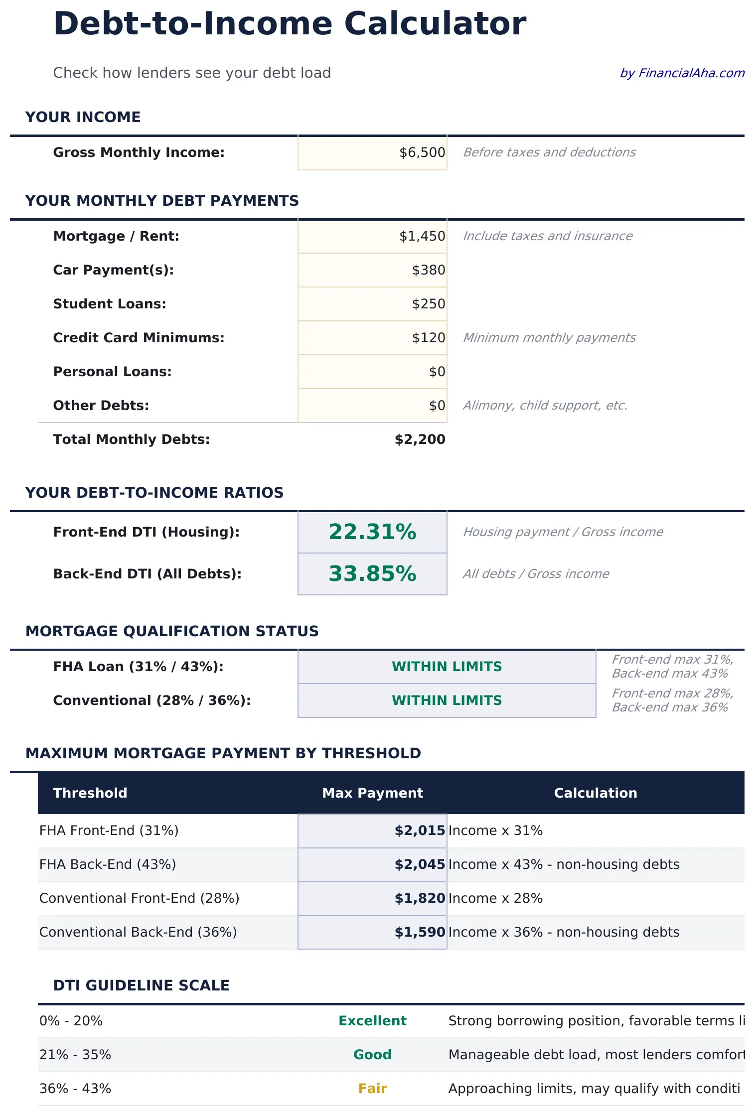 Debt-to-Income Calculator preview