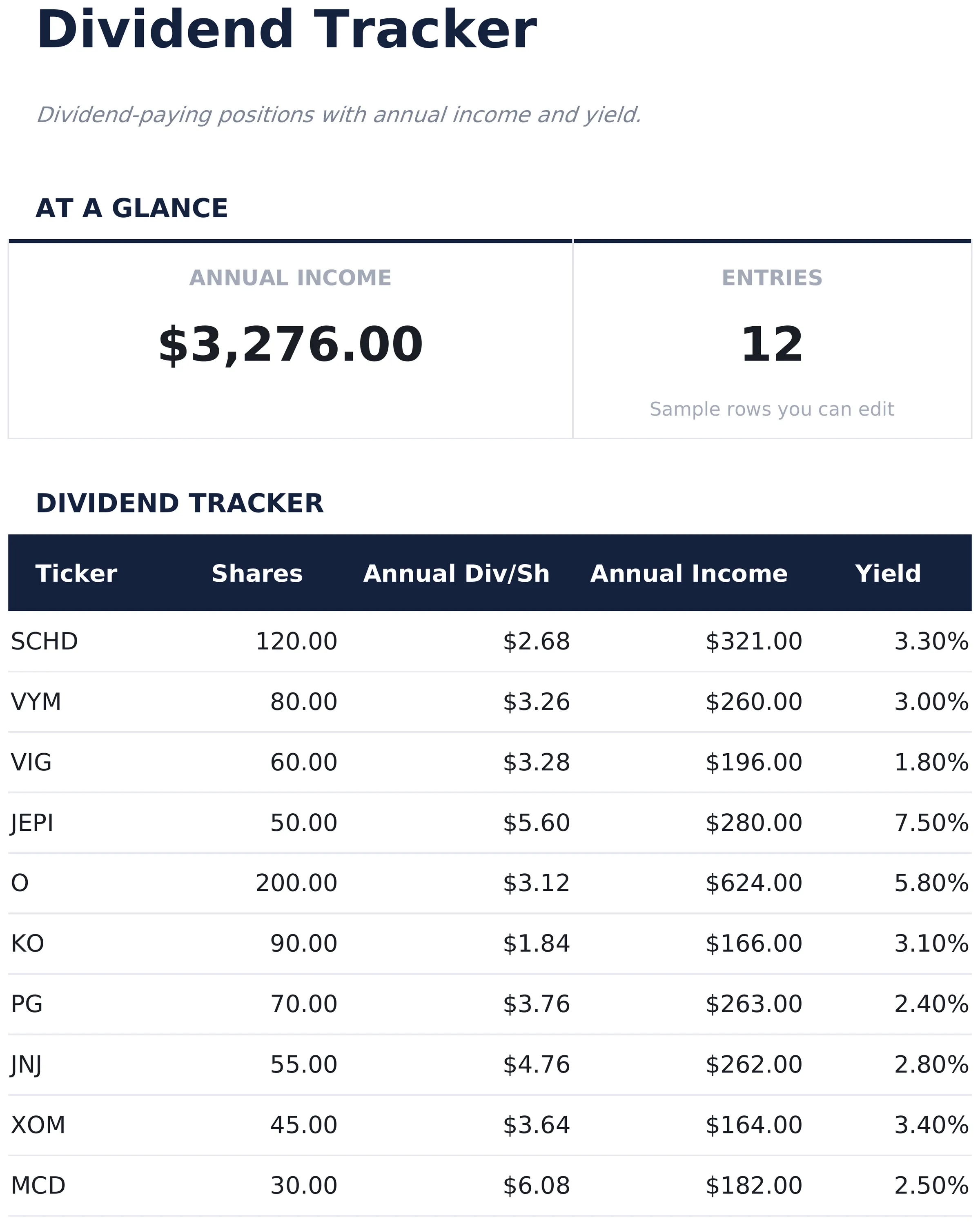 Dividend Tracker preview