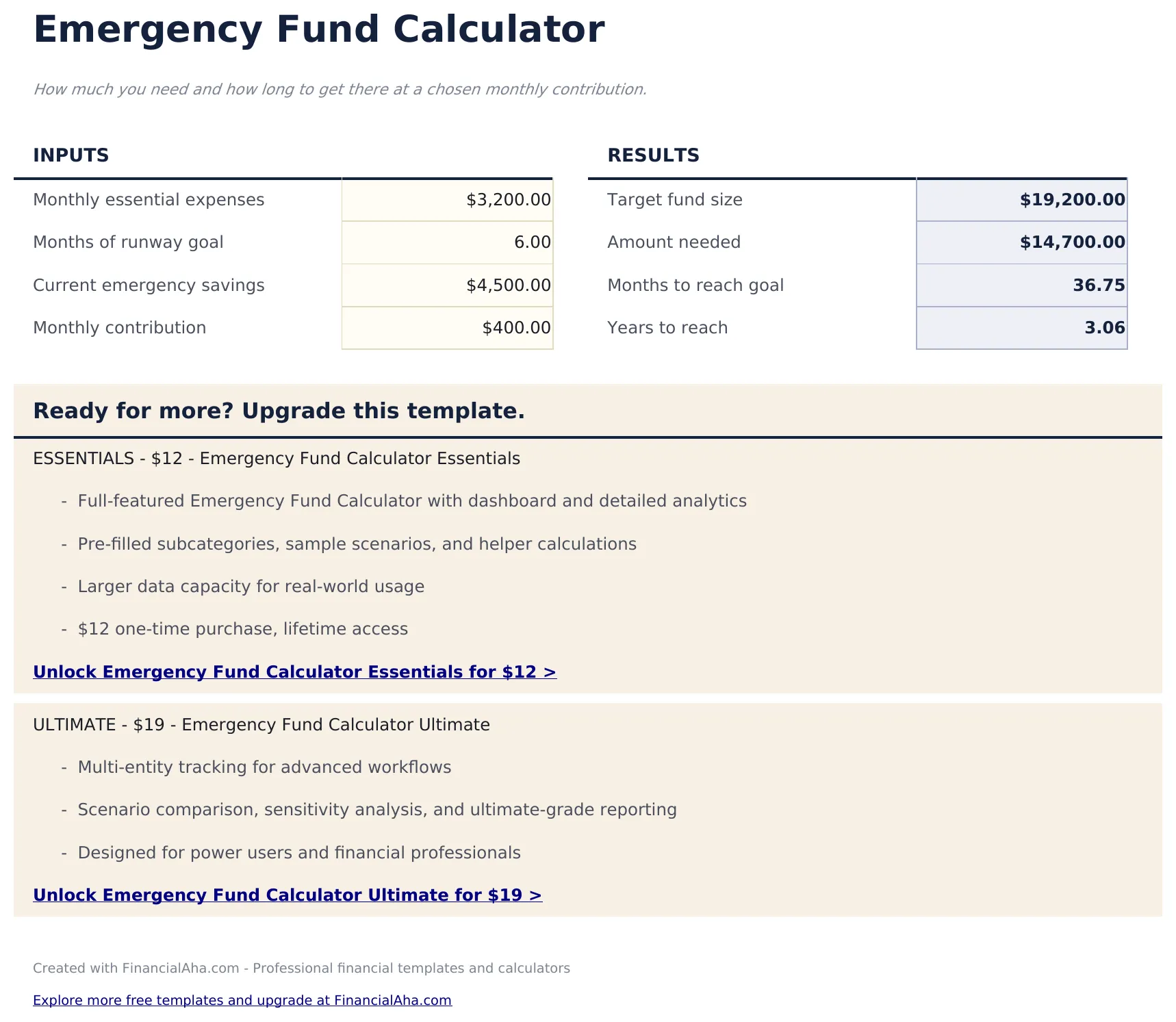 Emergency Fund Calculator preview