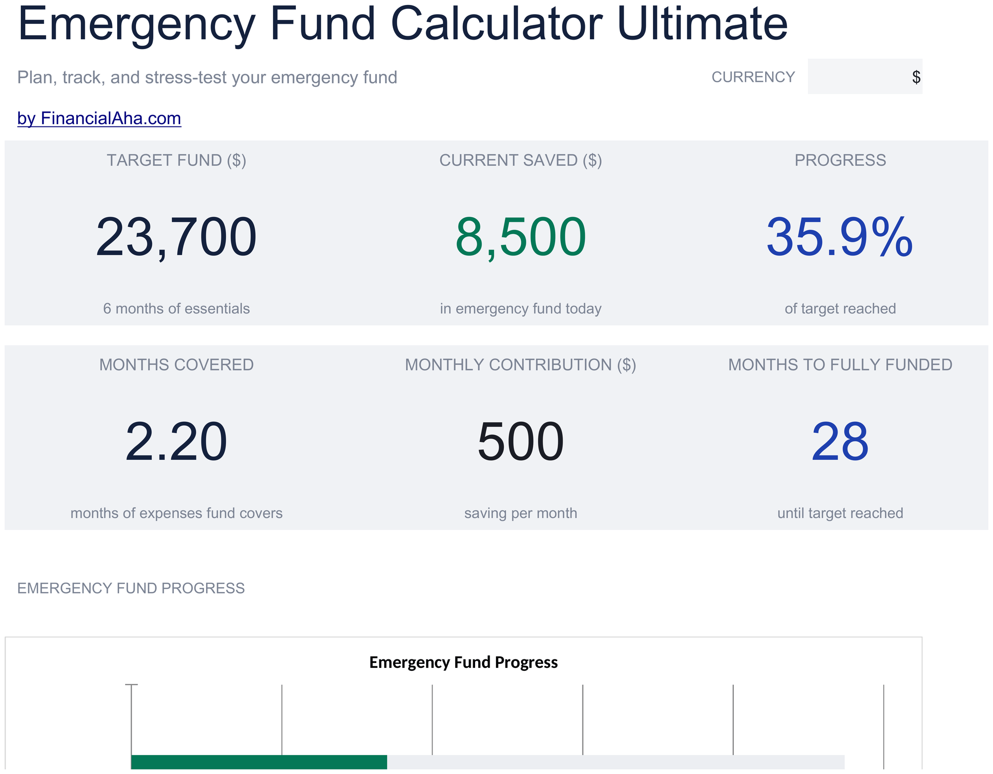 Ultimate Emergency Fund Calculator spreadsheet template preview