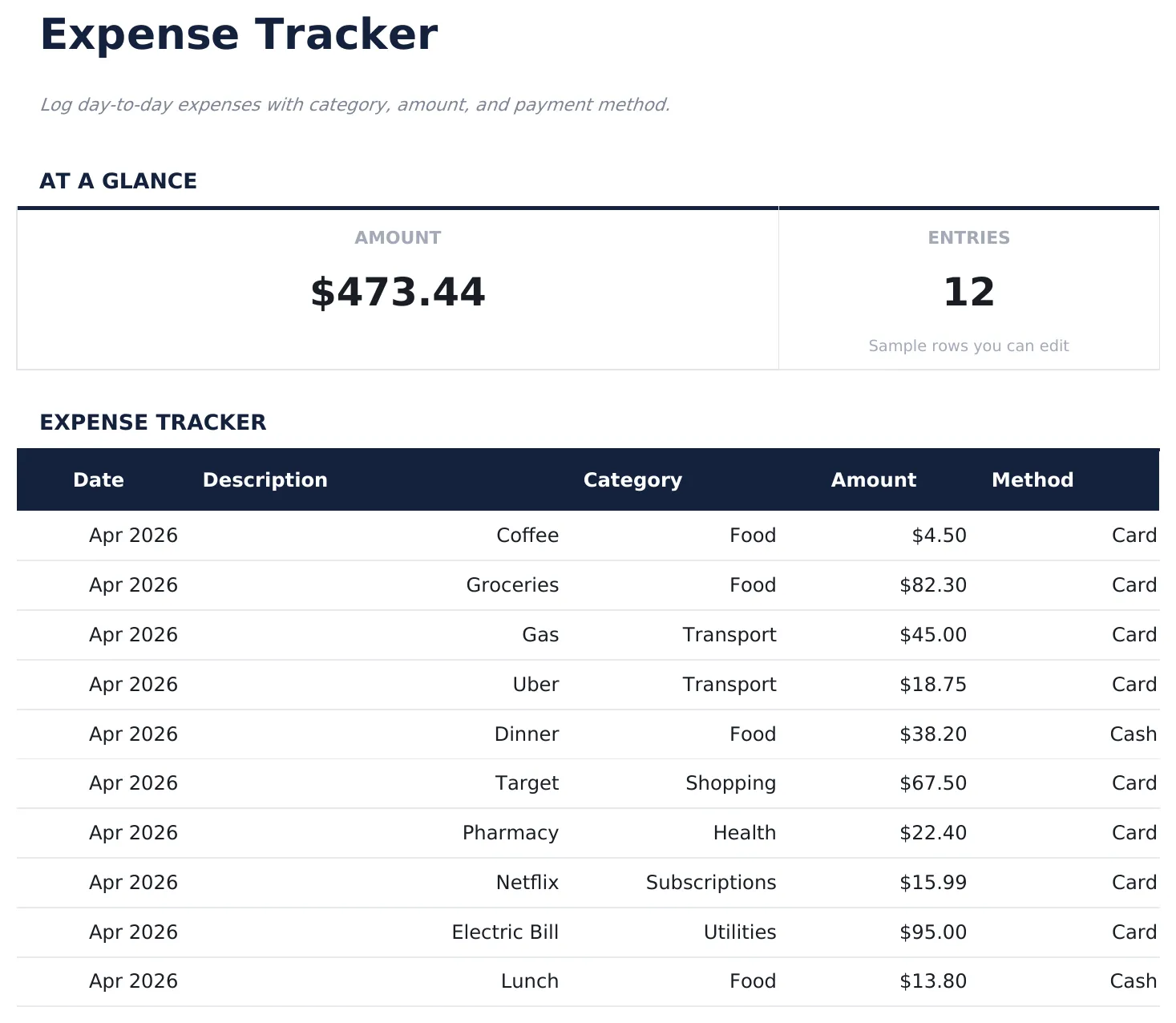 Expense Tracker preview