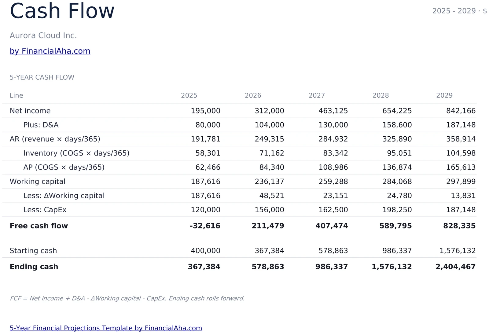 5-Year Cash Flow Statement