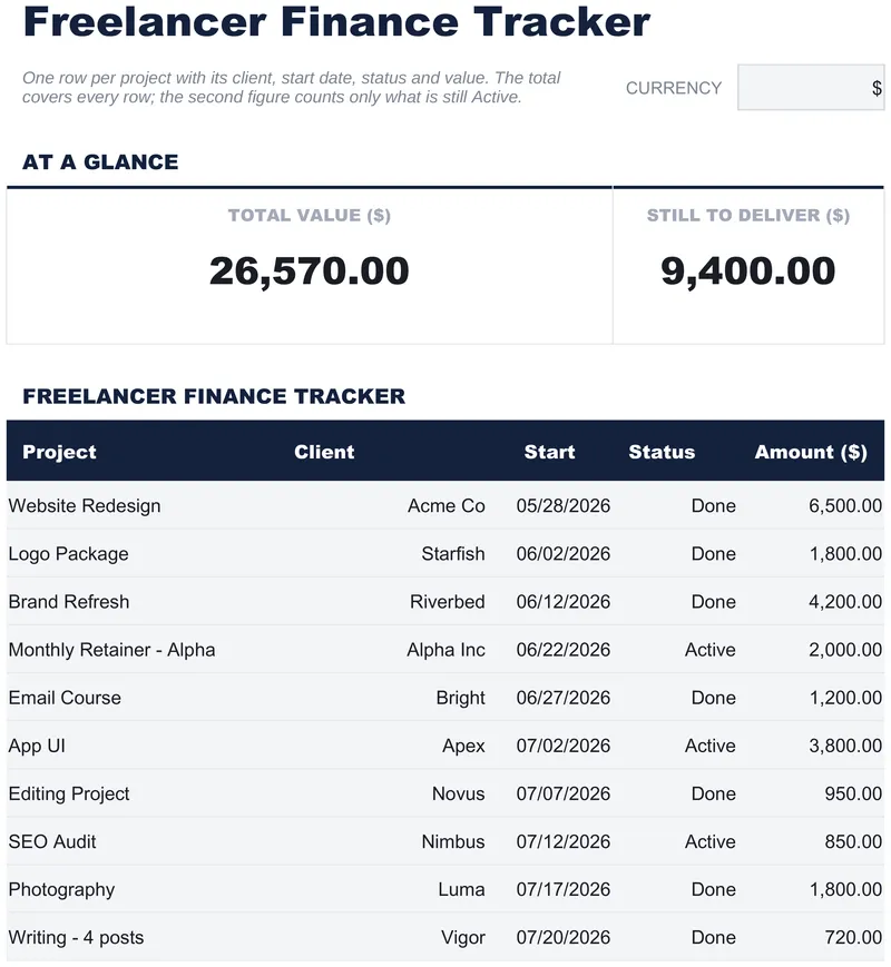 Freelancer Finance Tracker