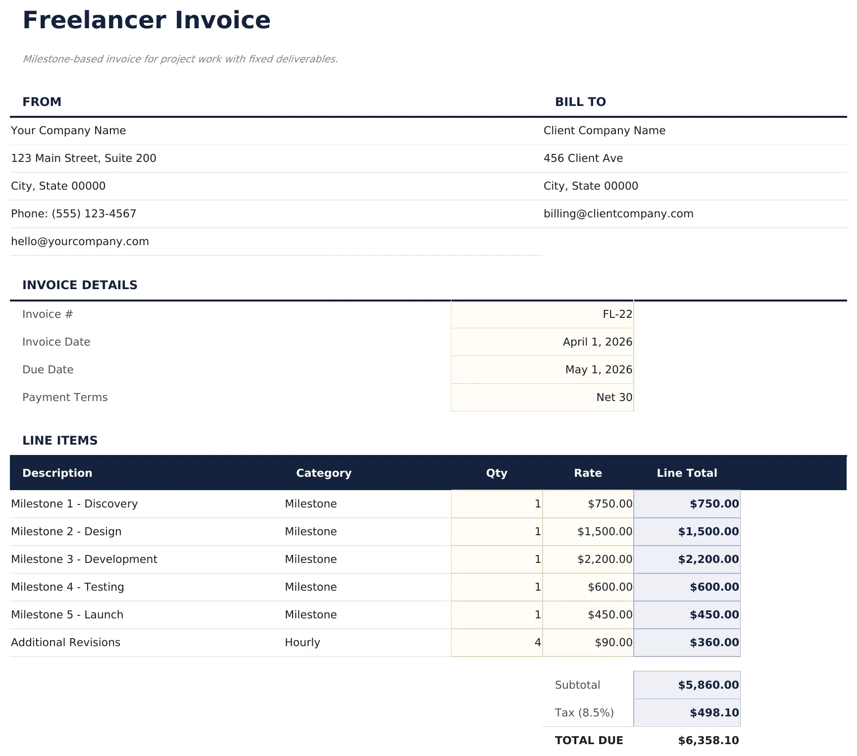 Freelancer Invoice preview