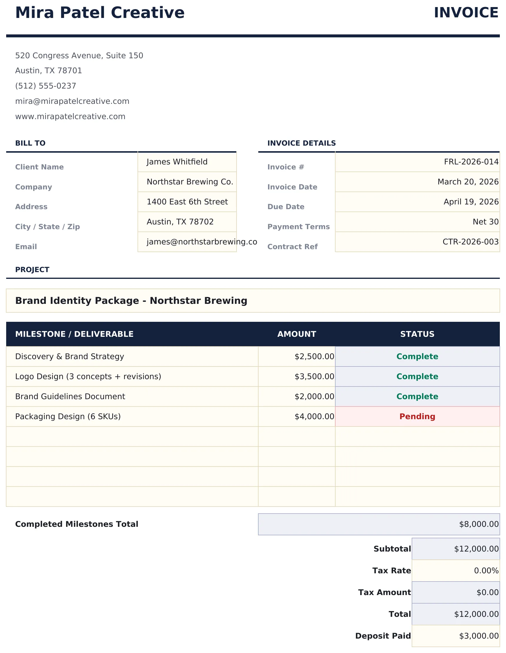 Freelancer Invoice preview