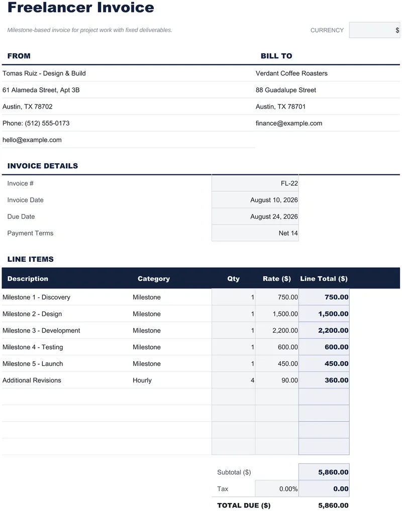 Freelancer Invoice
