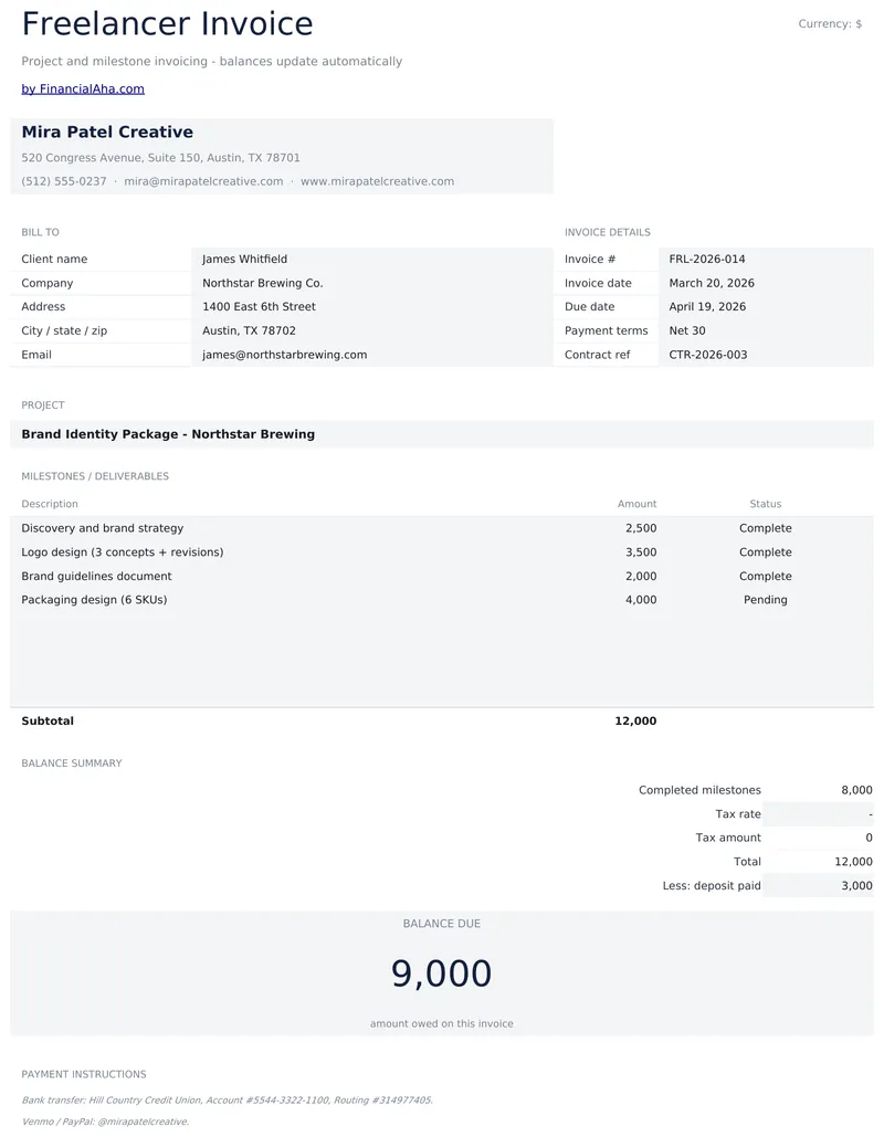 Freelancer Invoice preview