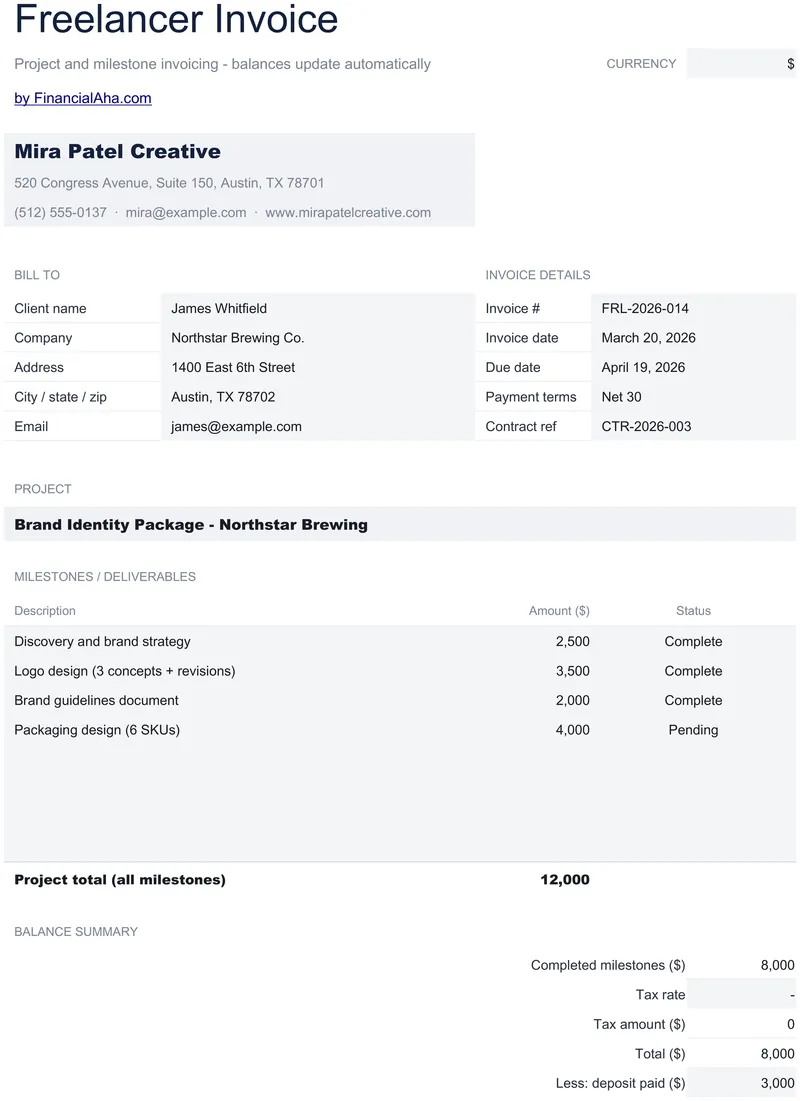 Facture de freelance preview