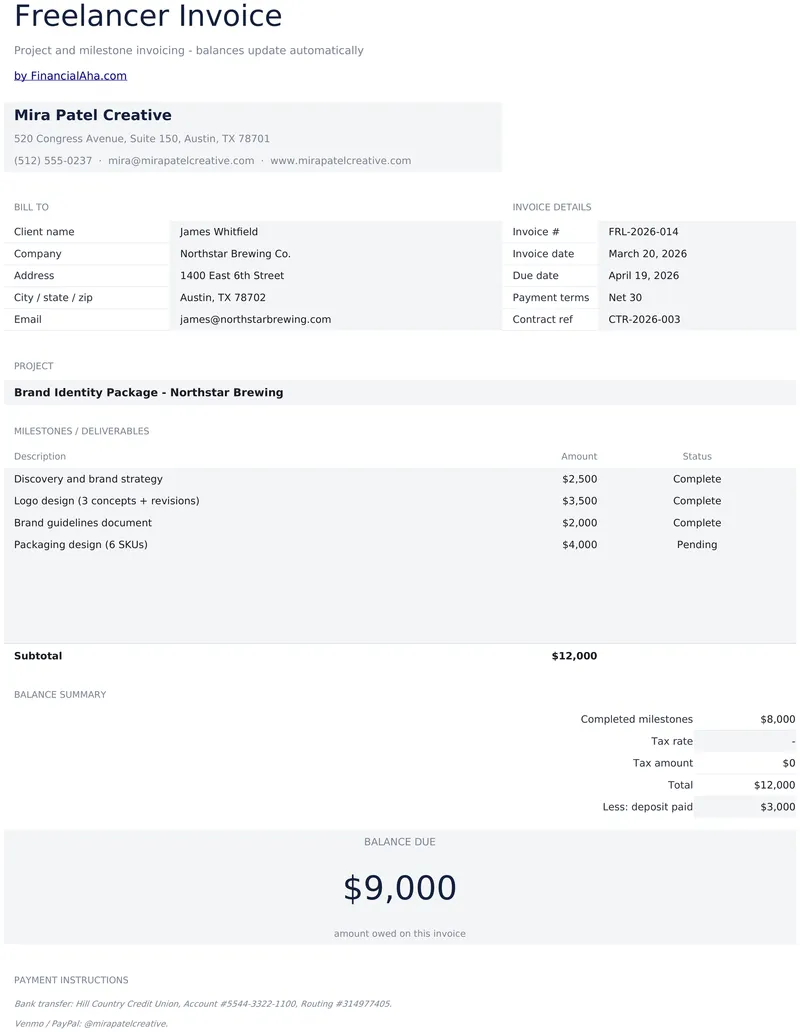 Freelancer Invoice preview