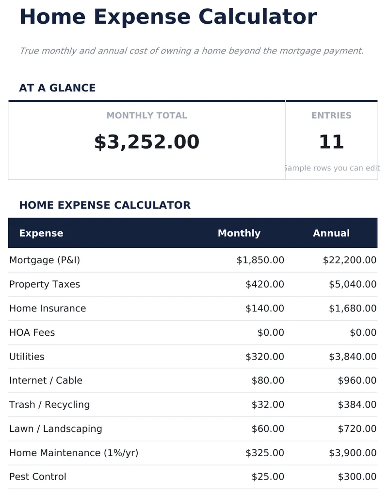 Home Expense Calculator