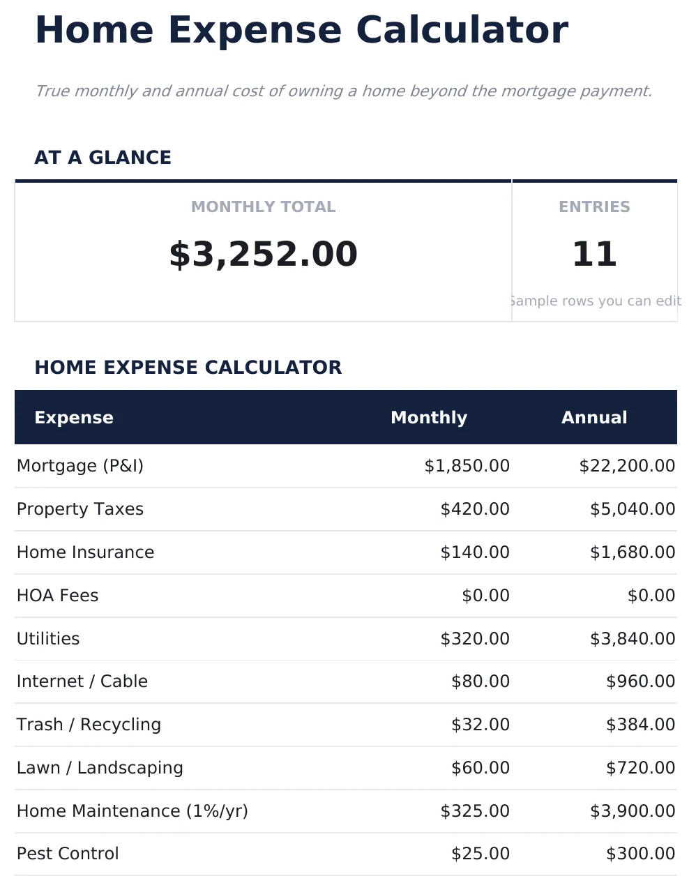 Home Expense Calculator preview