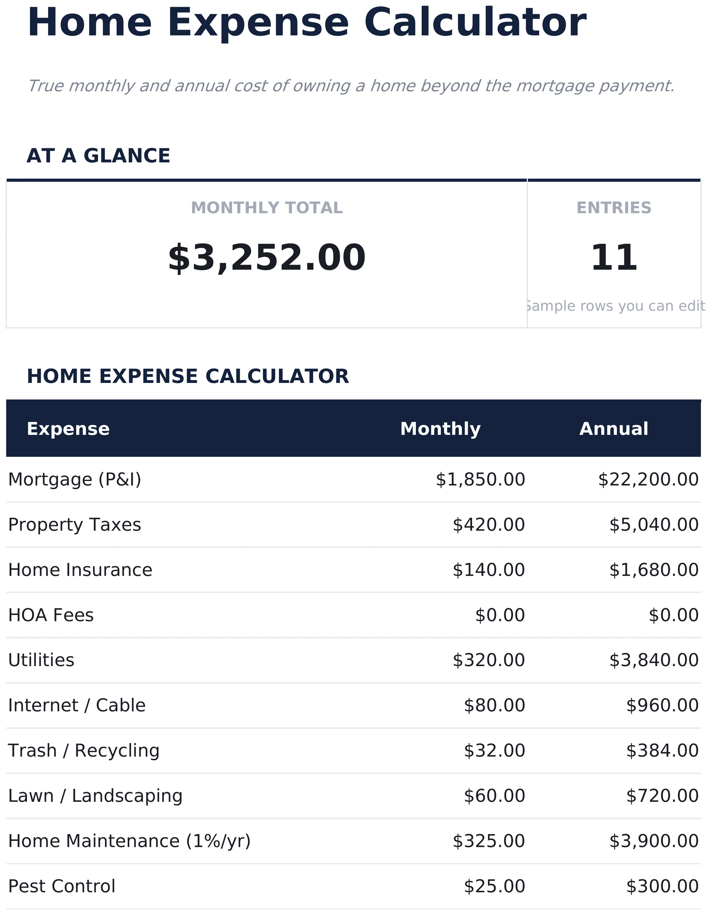 Home Expense Calculator preview