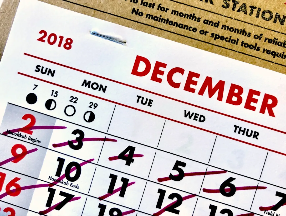 Calendar showing net worth tracking frequency