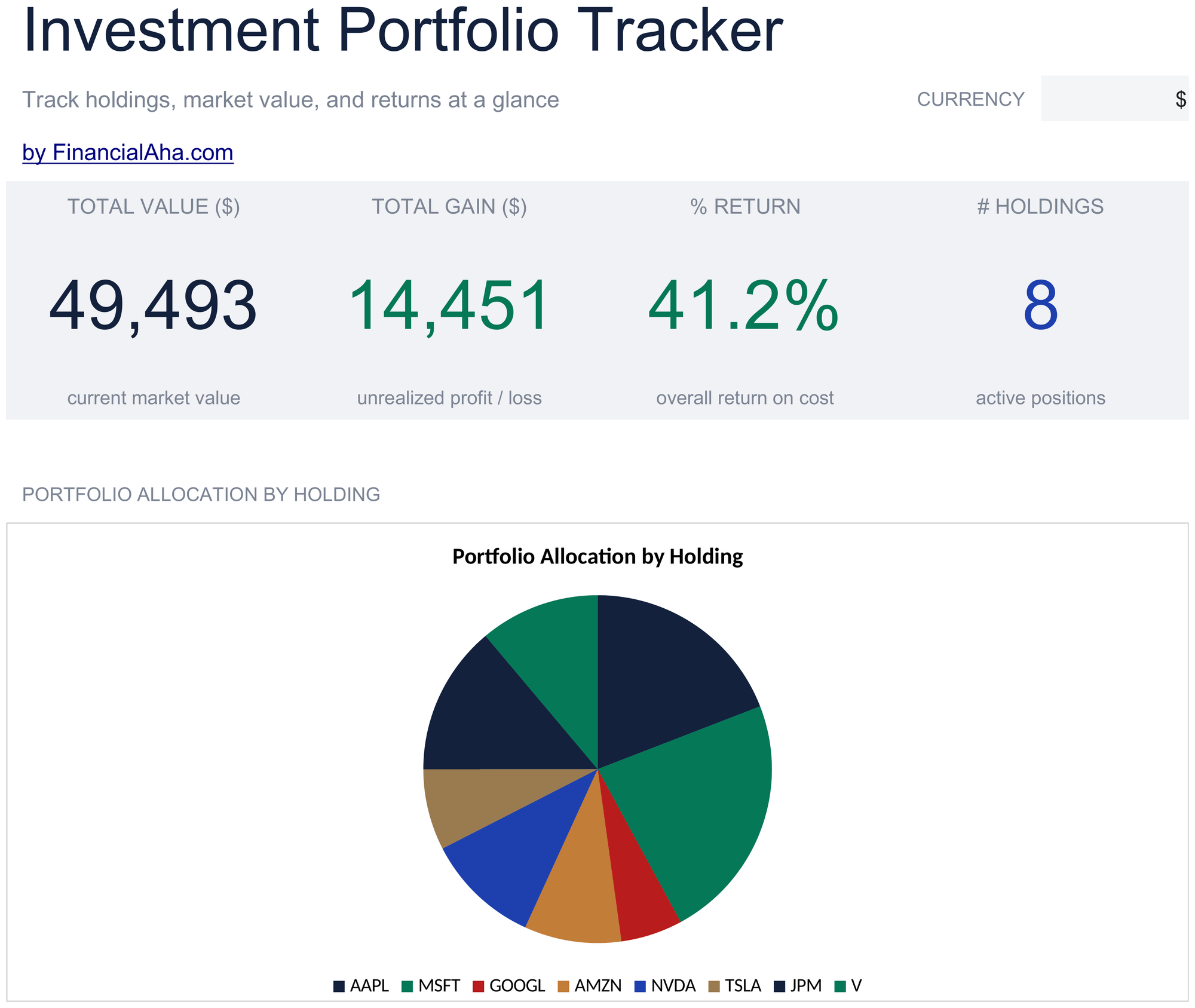 Essentials Investment Portfolio Tracker spreadsheet template preview