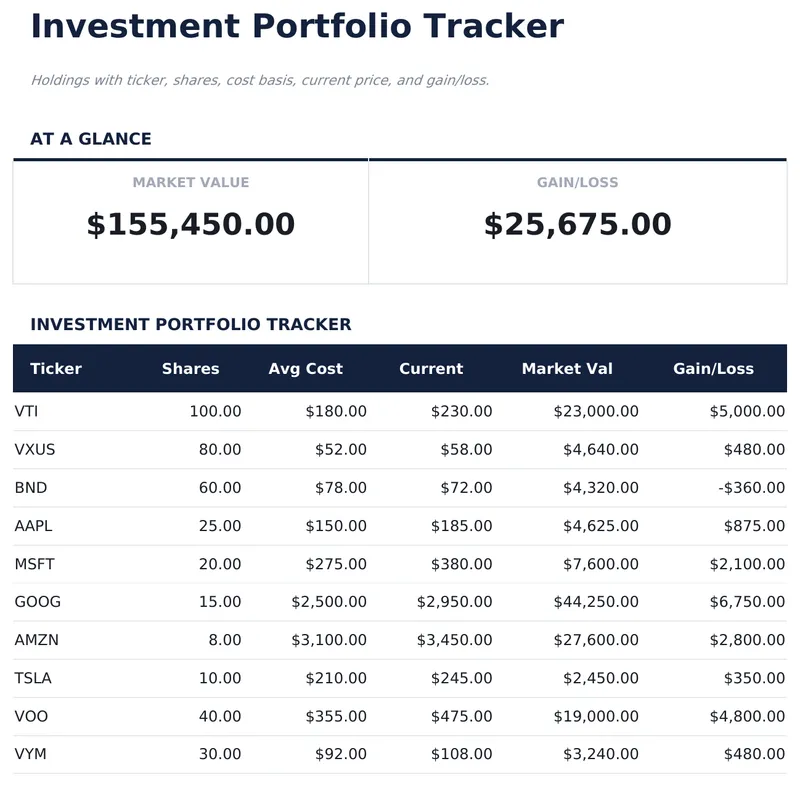 Investment Portfolio Tracker
