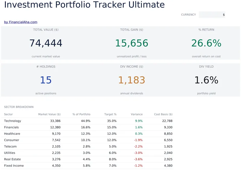 Investment Portfolio Tracker Ultimate preview