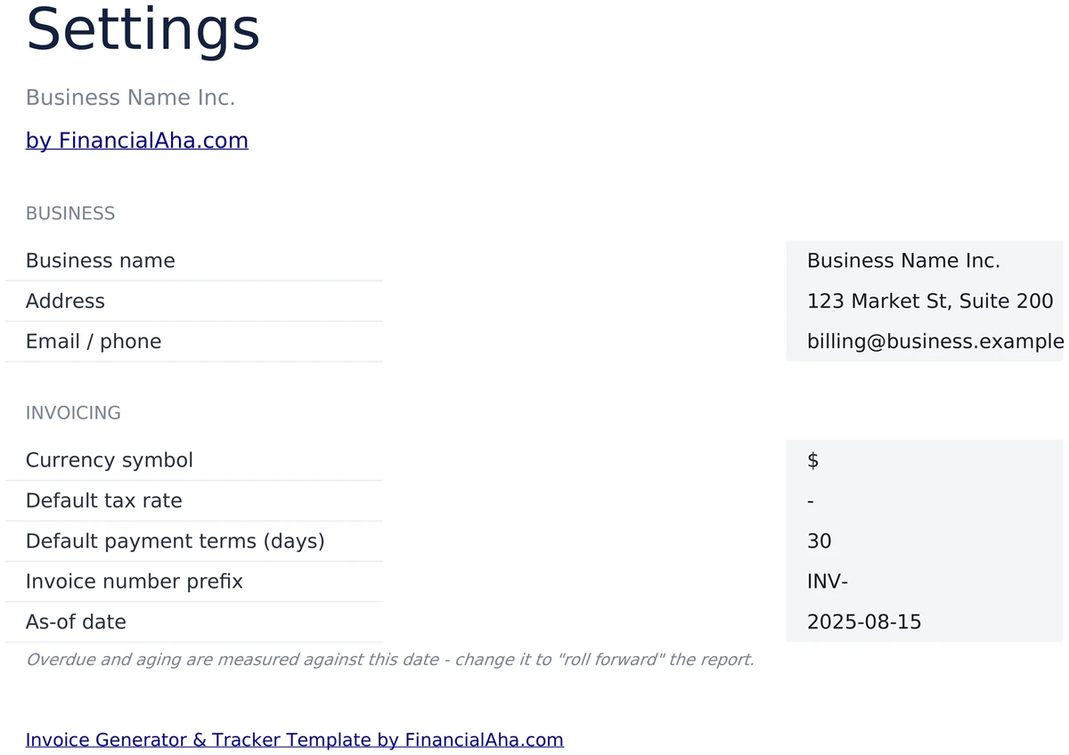 Settings and As-of Date