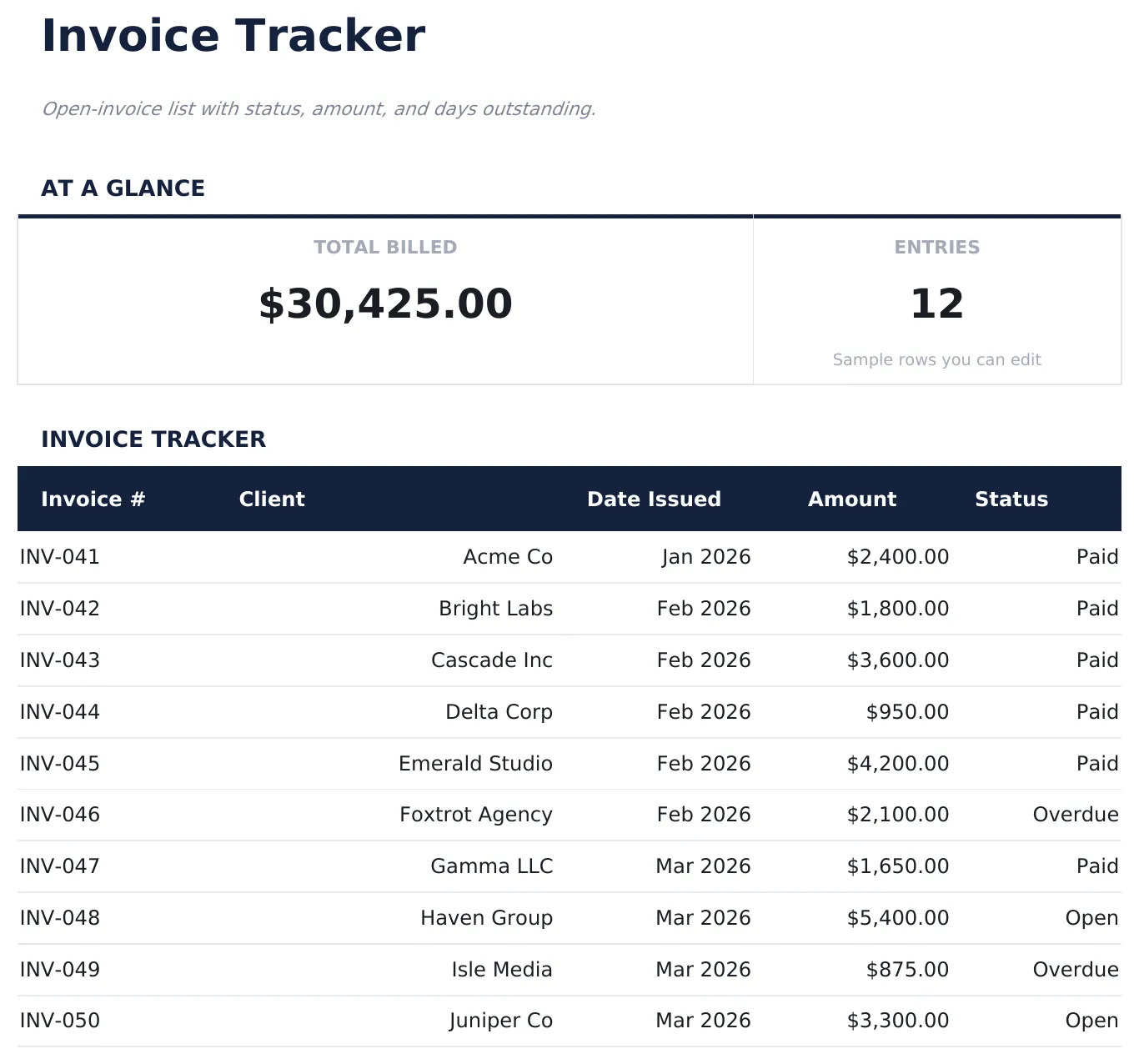 Invoice Tracker preview