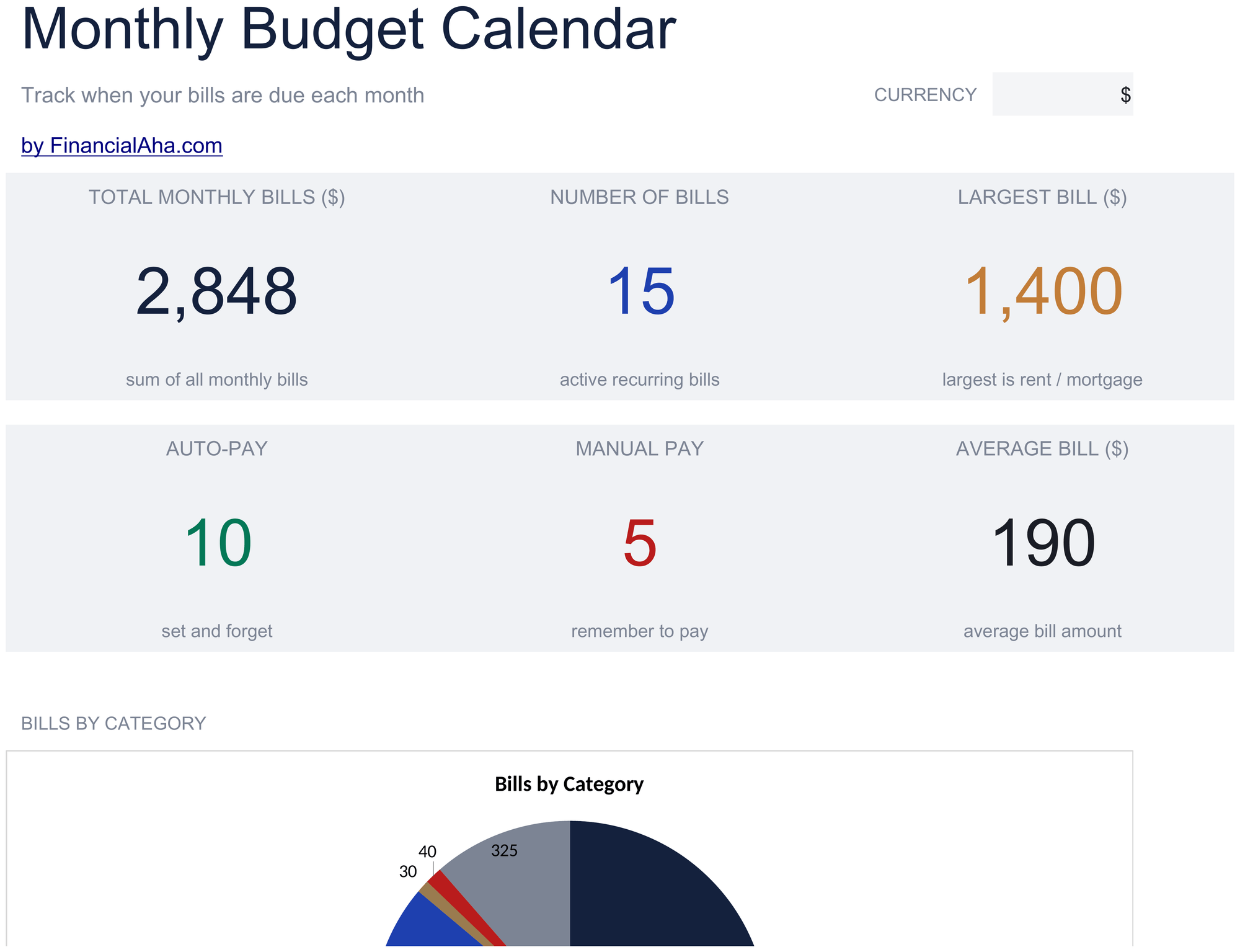 Essentials Monthly Budget Calendar spreadsheet template preview