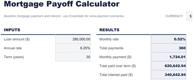 Mortgage Payoff Calculator