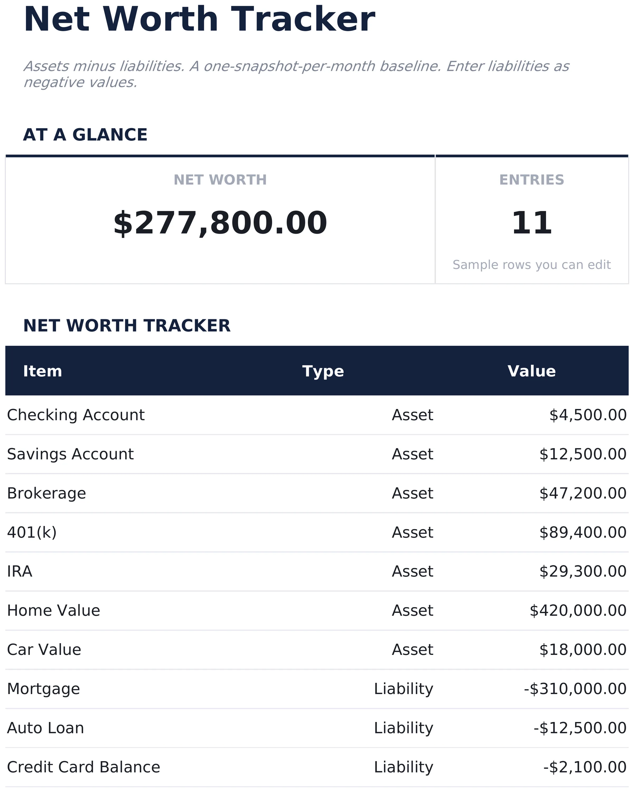 Net Worth Tracker preview