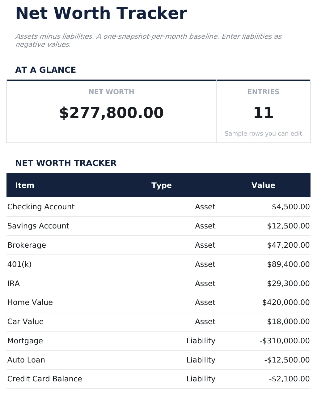 Net Worth Tracker preview