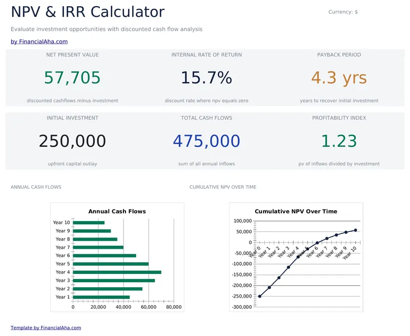 NPV and IRR Calculator preview