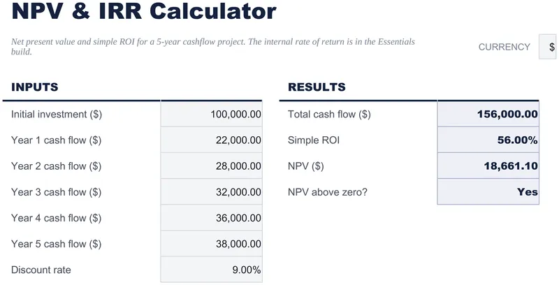 NPV & IRR Calculator
