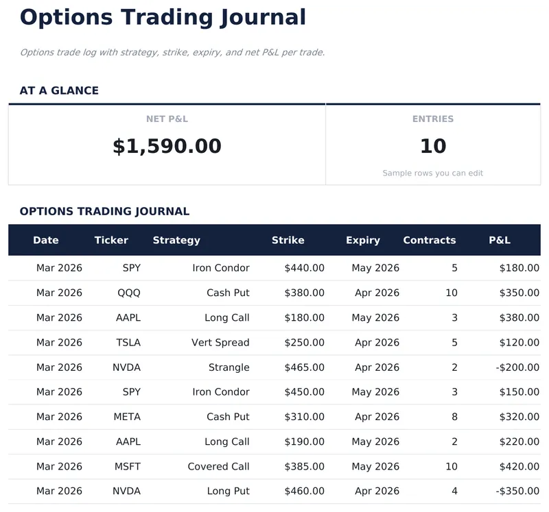 Options Trading Journal