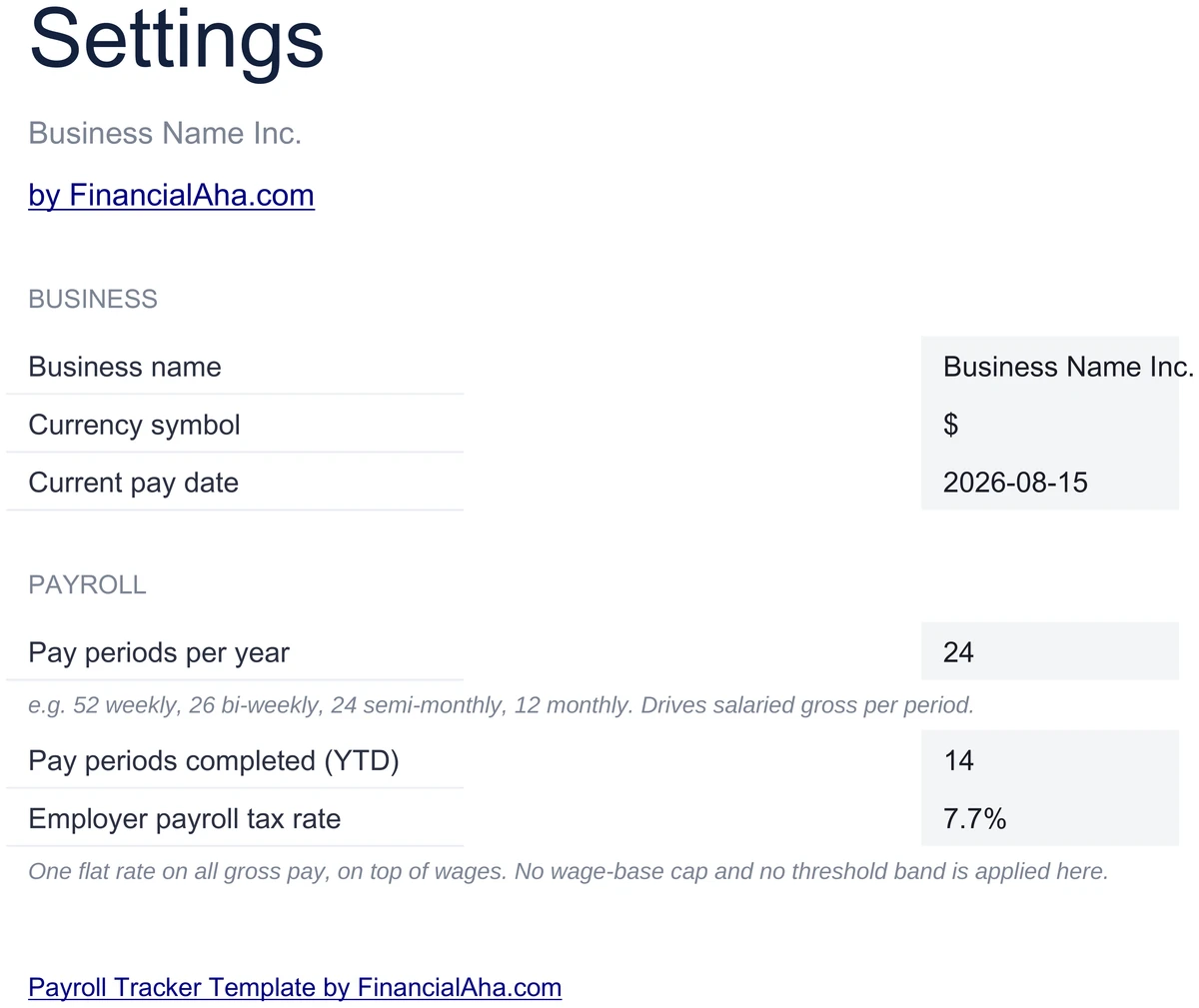 Payroll Settings and Pay Period Setup