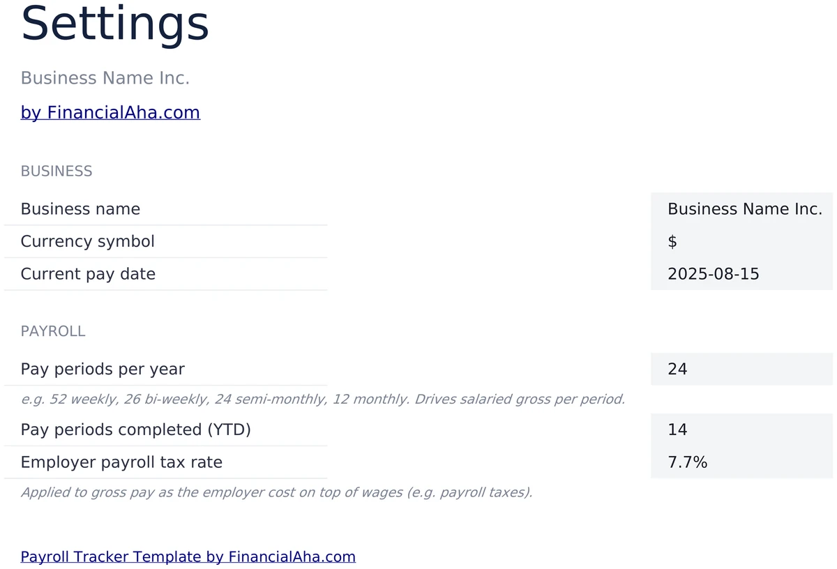 Payroll Settings and Pay Period Setup